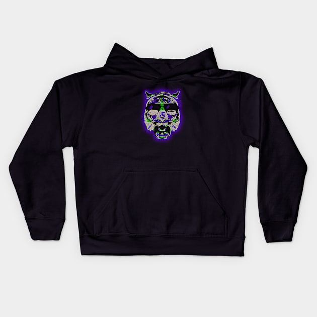 Neon Graffiti Tiger Kids Hoodie by BigTexFunkadelic